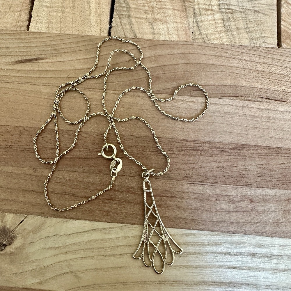 Vintage PPC Pendant Necklace‎ 17 Inch 14/20 14K Gold Filled Filigree Retro Deco